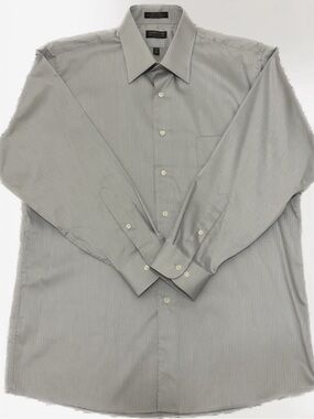 Arrow Satin Twill~Size 16 (32/33Large) Light Gray Pinstripe Dress Shirt